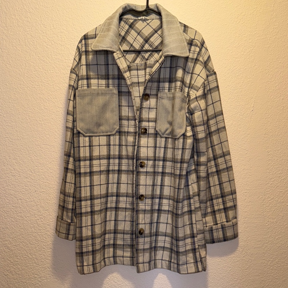 Blue Plaid Shirt Jacket